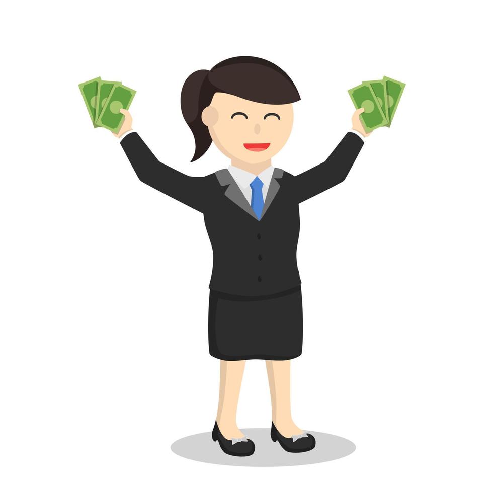 business woman secretary holding a money design character on white background vector