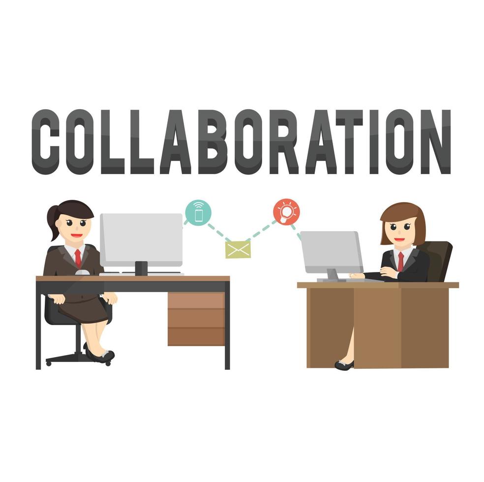 business woman secretary collaboration design character on white background vector