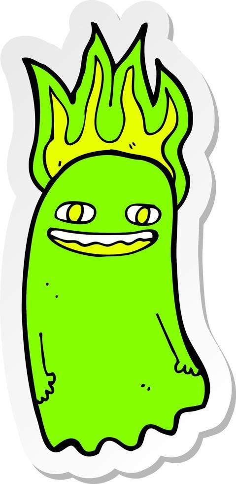 sticker of a funny cartoon ghost vector