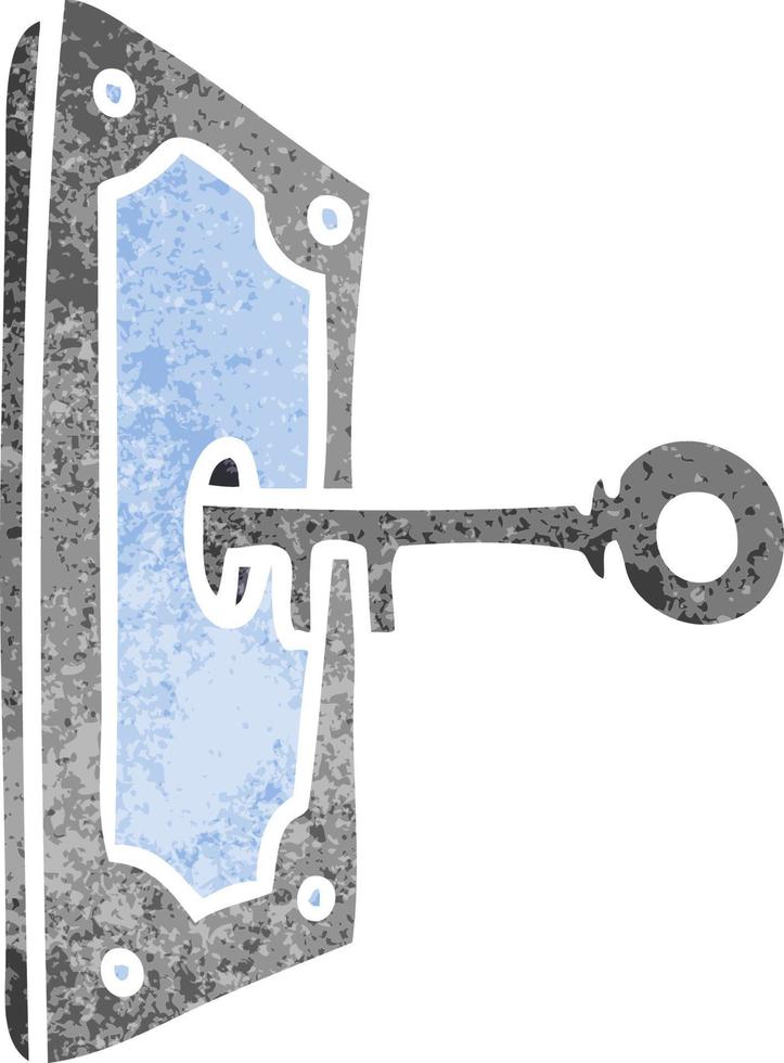 retro cartoon doodle of a door handle vector