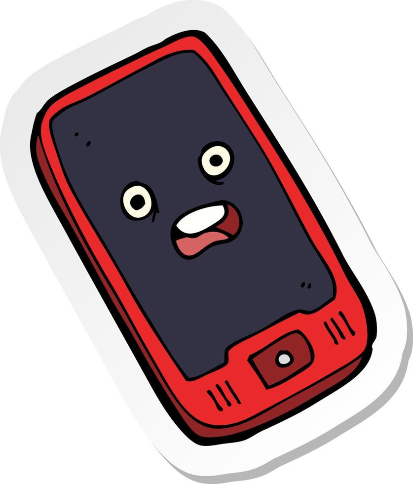 sticker of a cartoon mobile phone vector