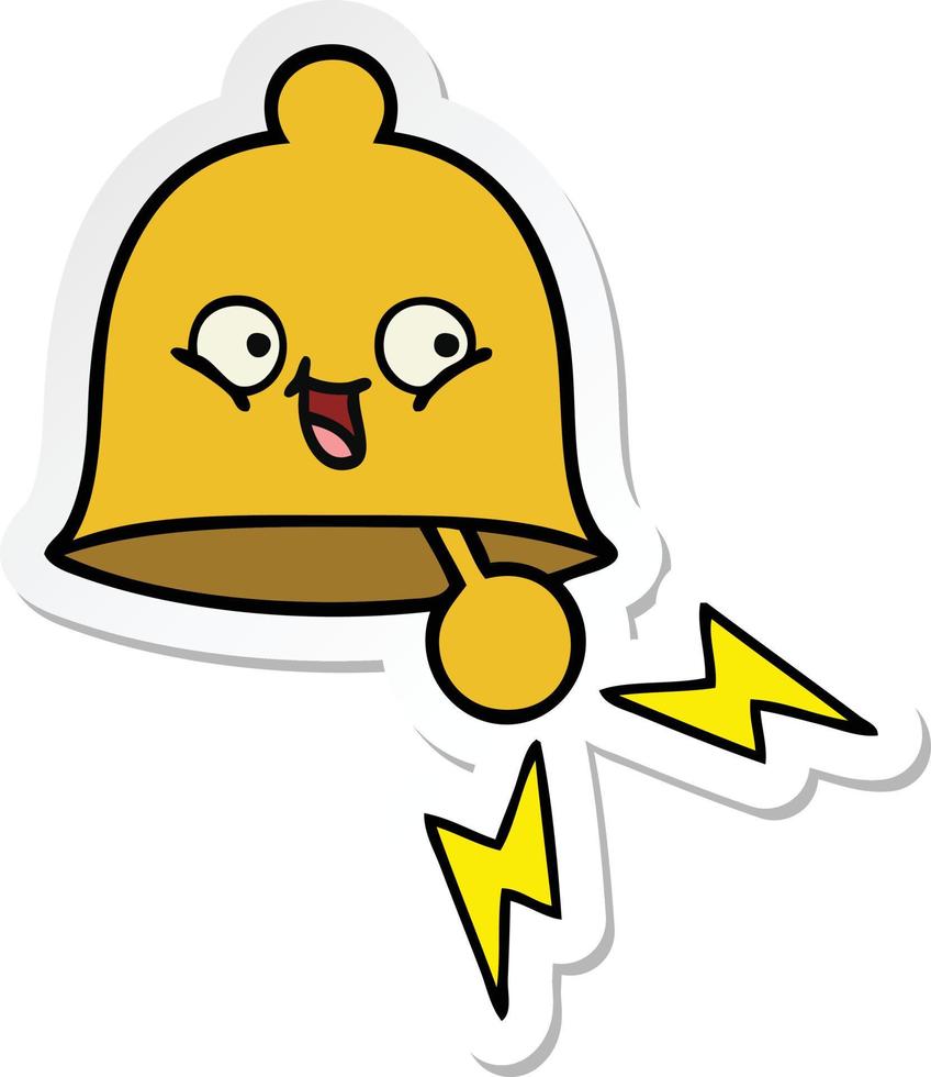 sticker of a cute cartoon ringing bell vector