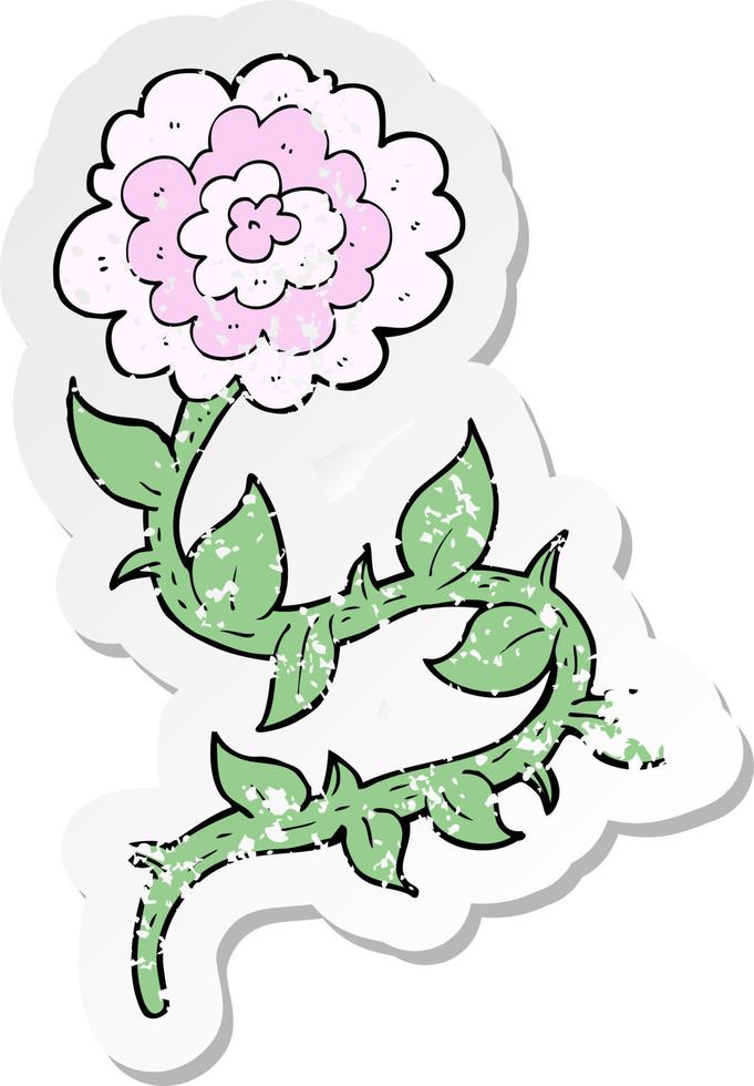 retro distressed sticker of a cartoon flower vector