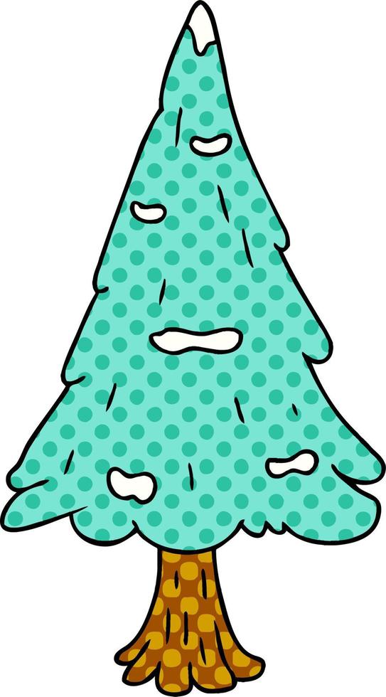 cartoon doodle single snow covered tree vector