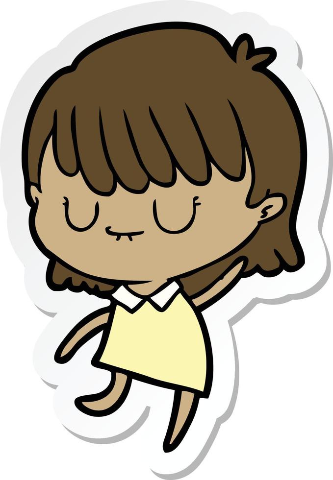 sticker of a cartoon woman vector