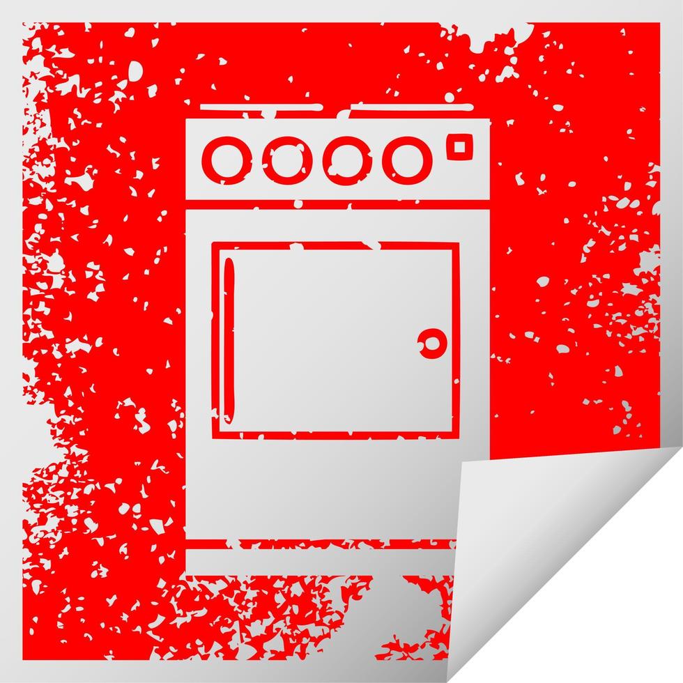 distressed square peeling sticker symbol oven and cooker vector