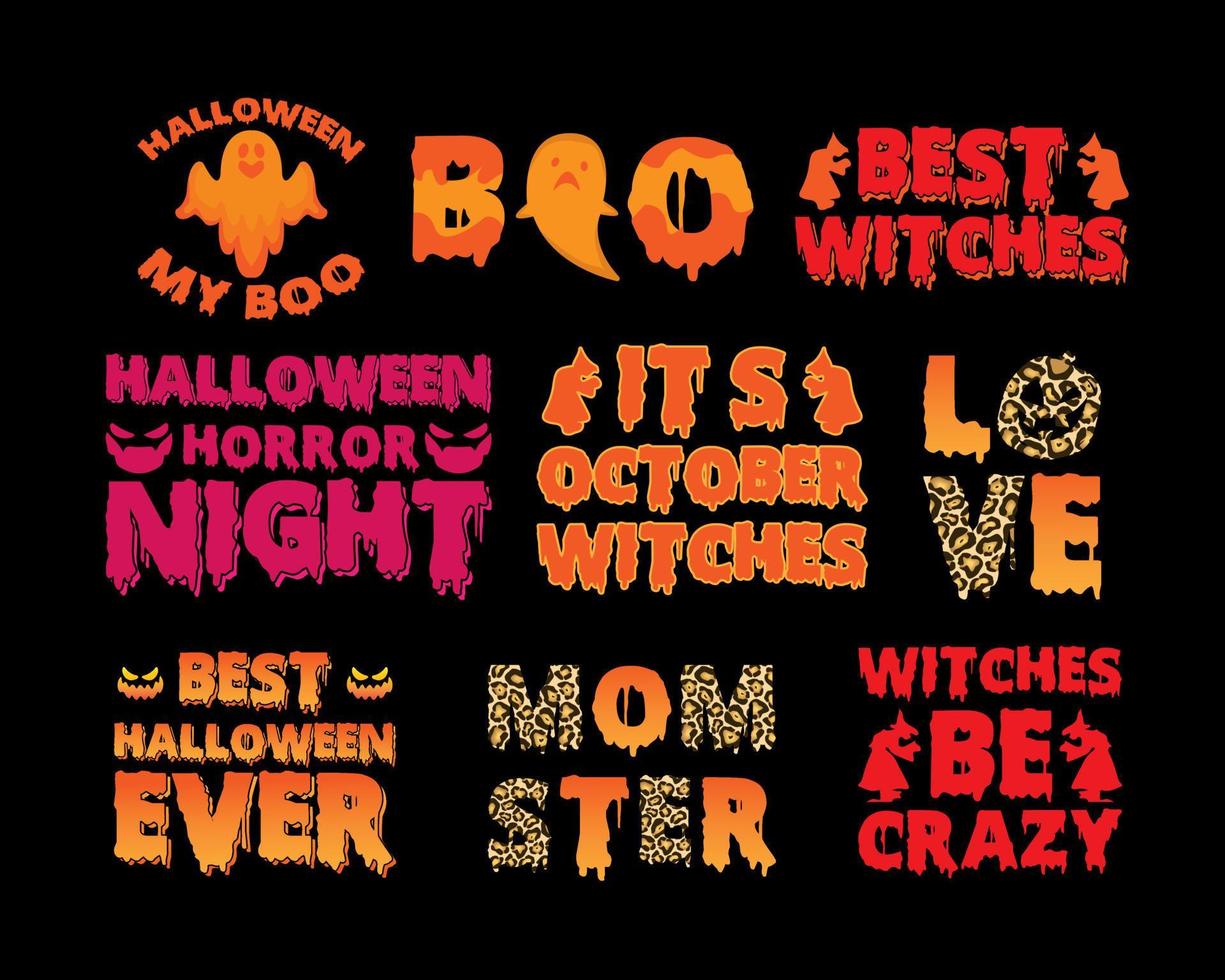 Halloween t-shirt design set vector