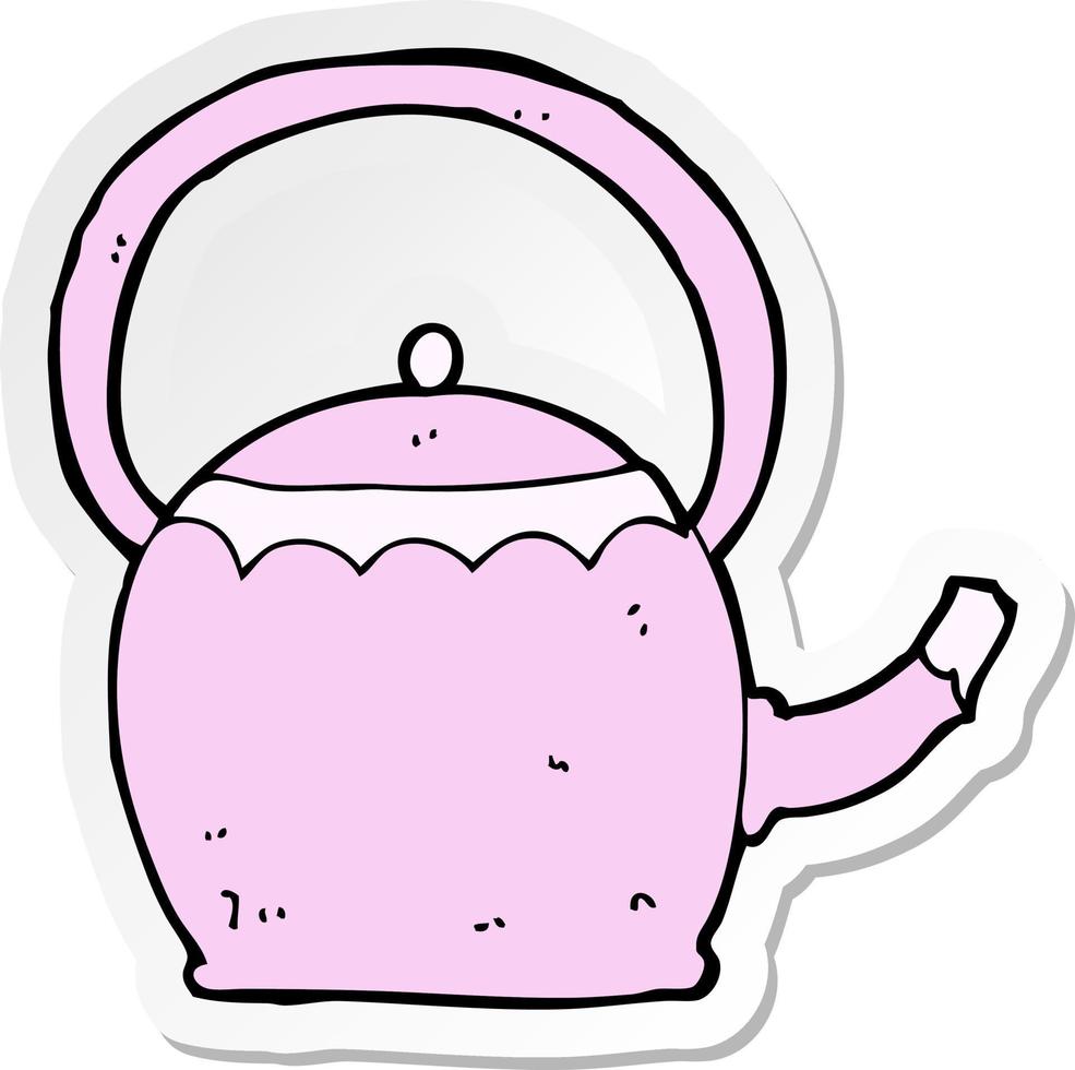 sticker of a cartoon tea pot vector