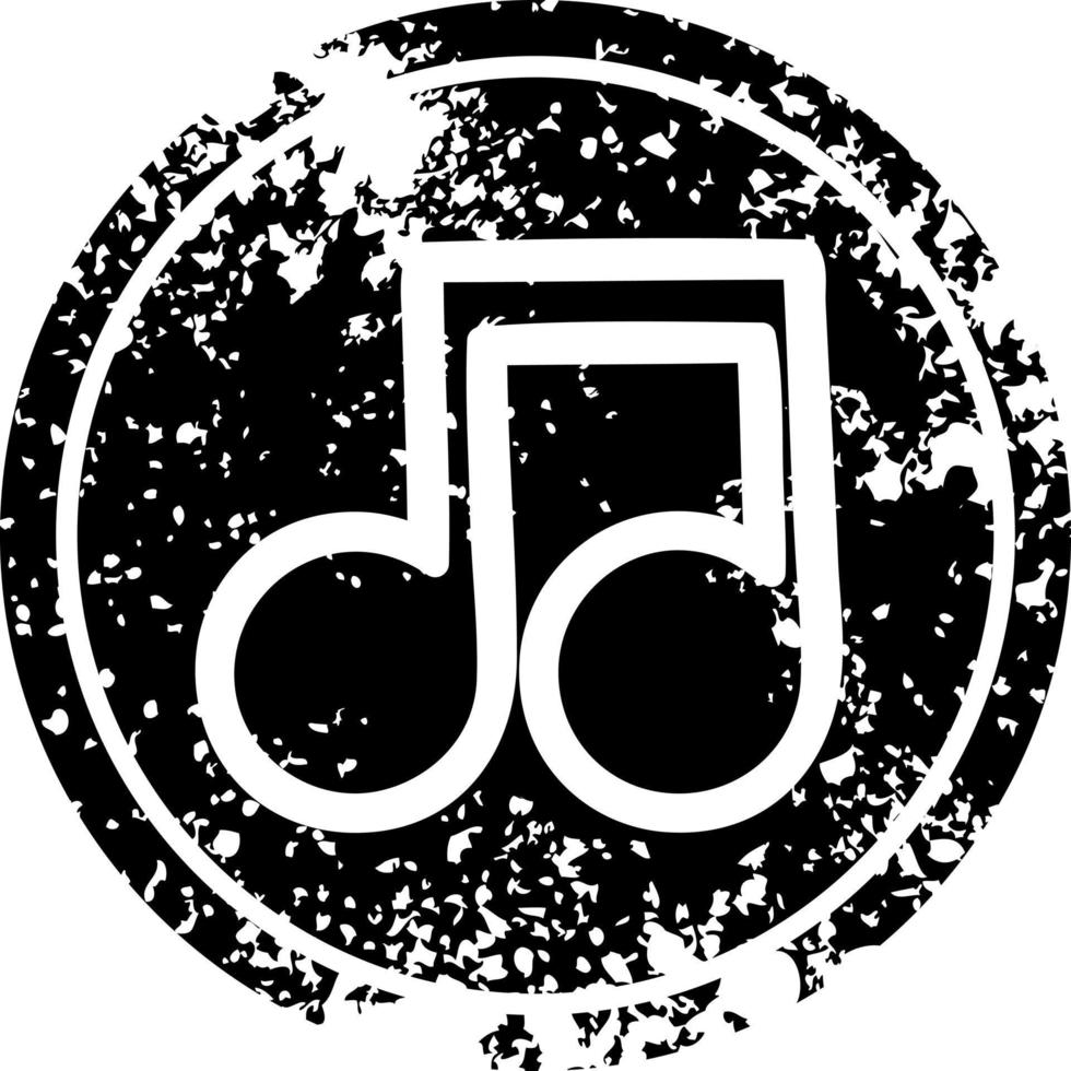musical note distressed icon vector