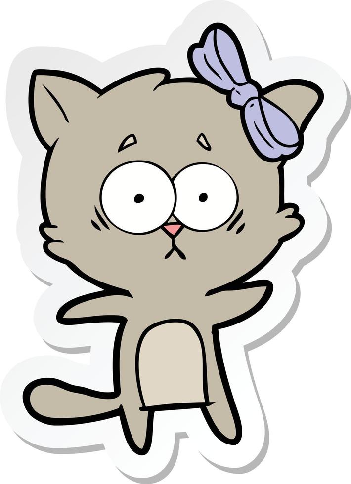 sticker of a cartoon cat vector