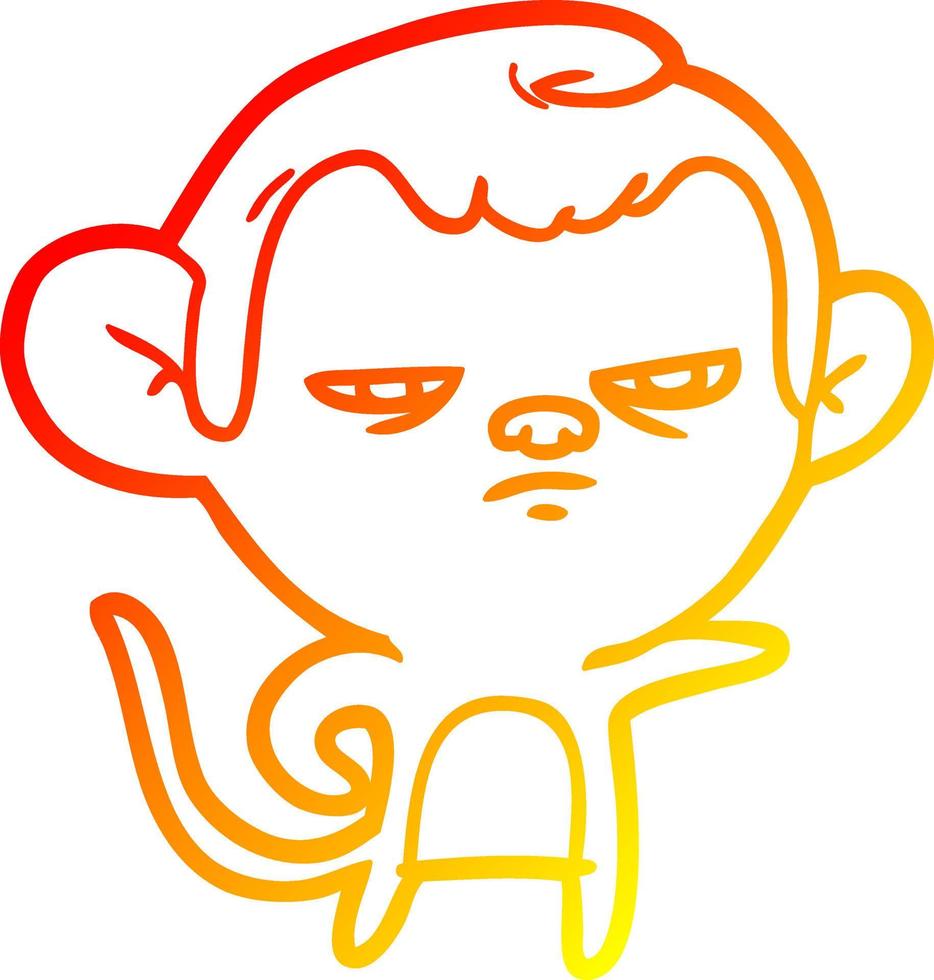 warm gradient line drawing cartoon monkey vector