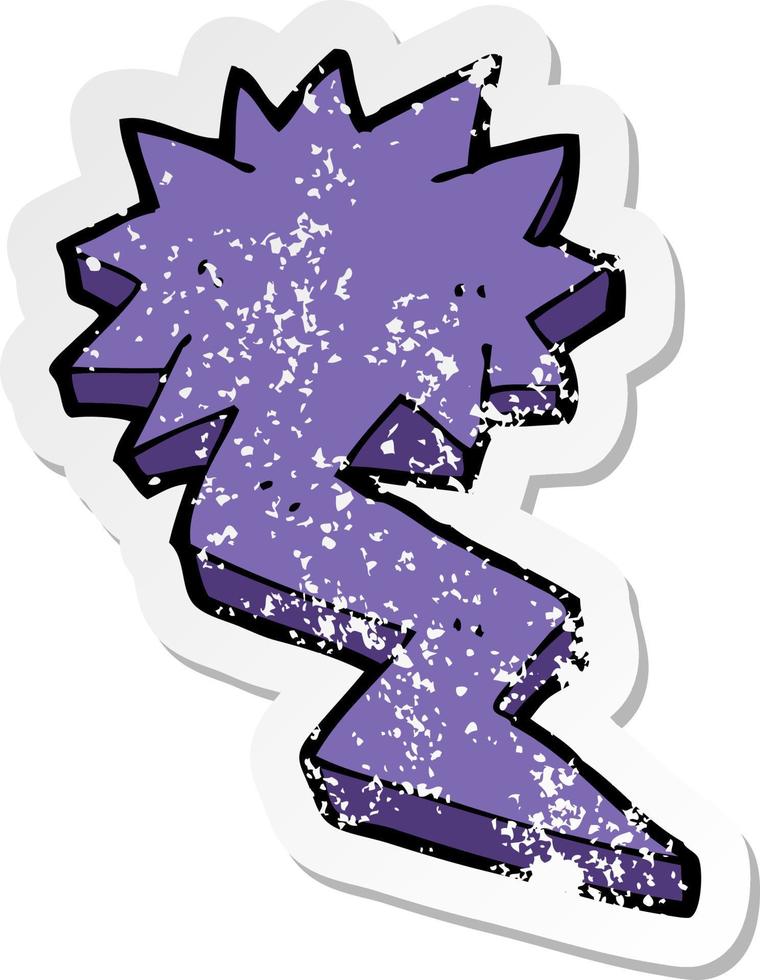retro distressed sticker of a cartoon lightning bolt symbol vector