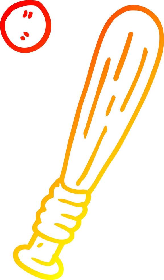 warm gradient line drawing cartoon baseball bat vector