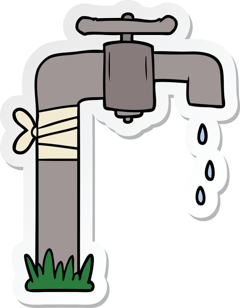 sticker of a cartoon old water tap vector