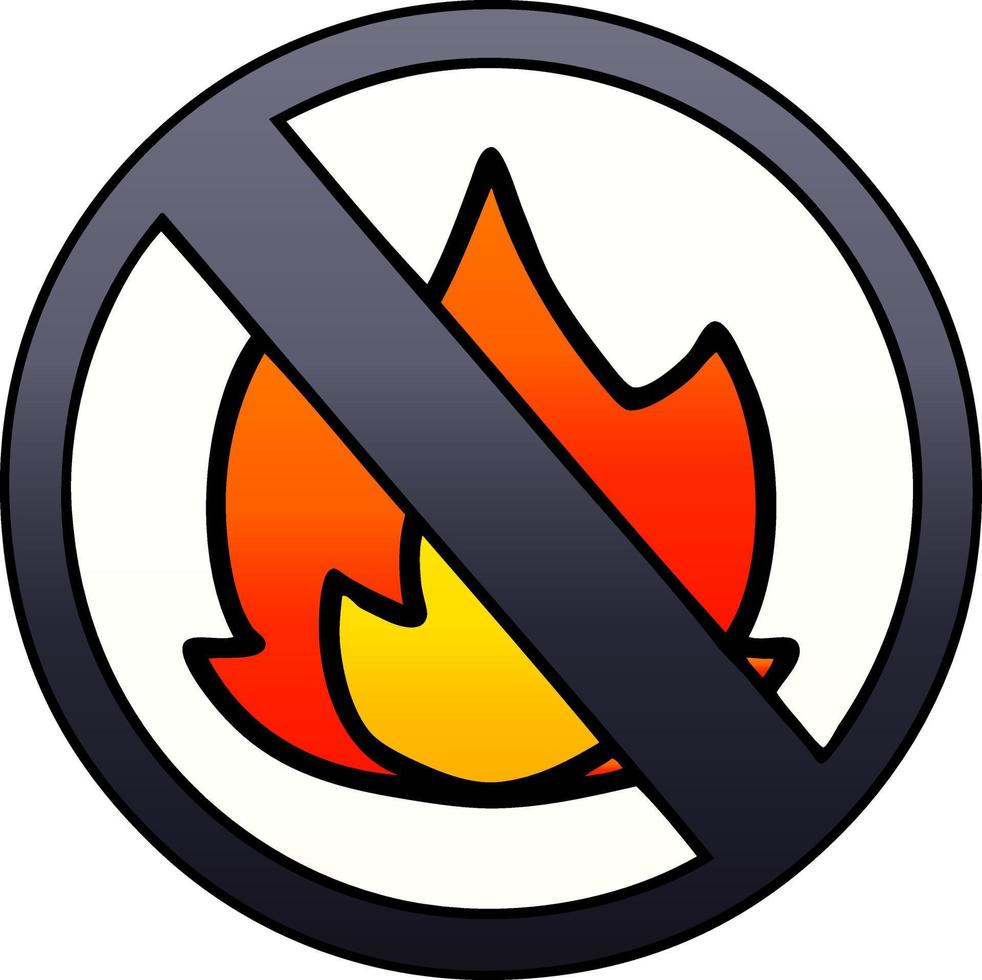 gradient shaded cartoon no fire sign vector