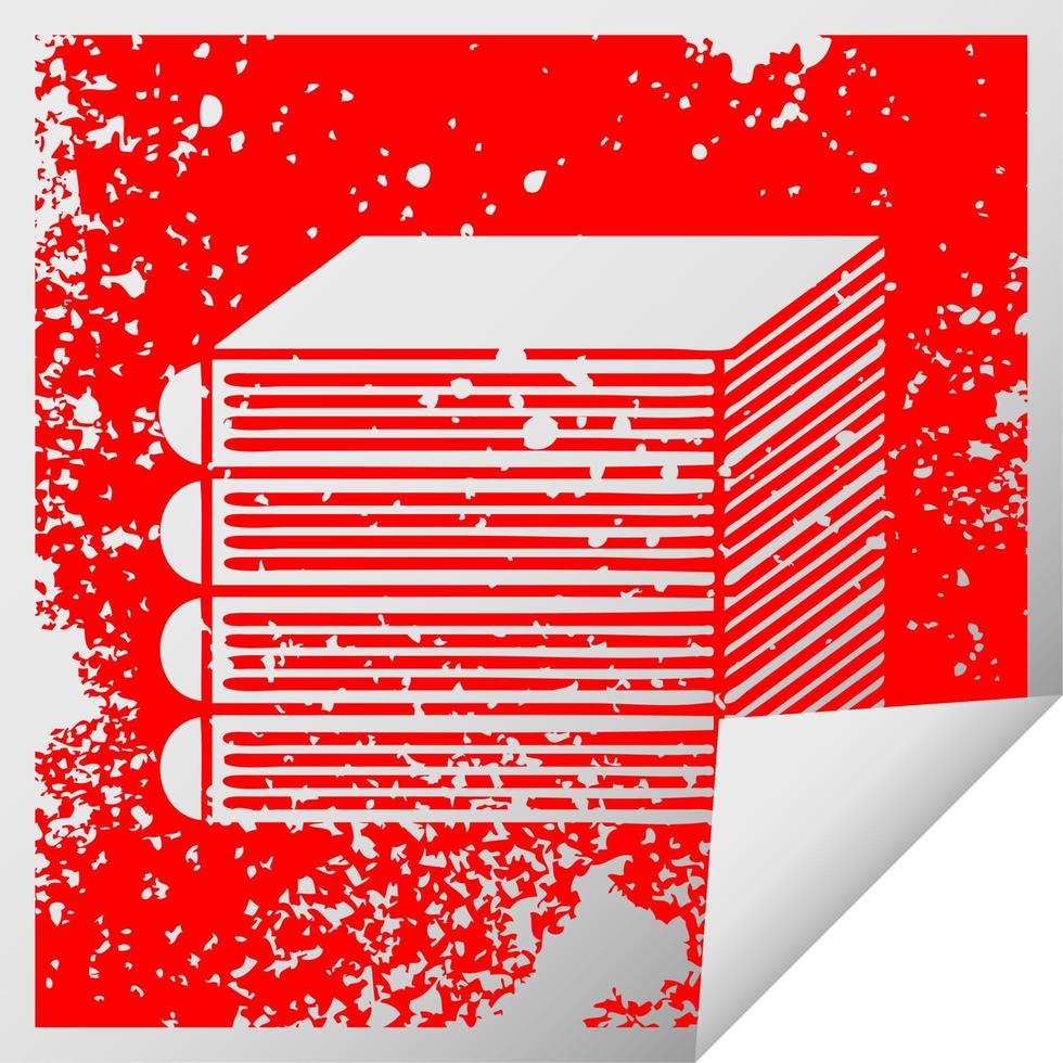 distressed square peeling sticker symbol stack of books vector