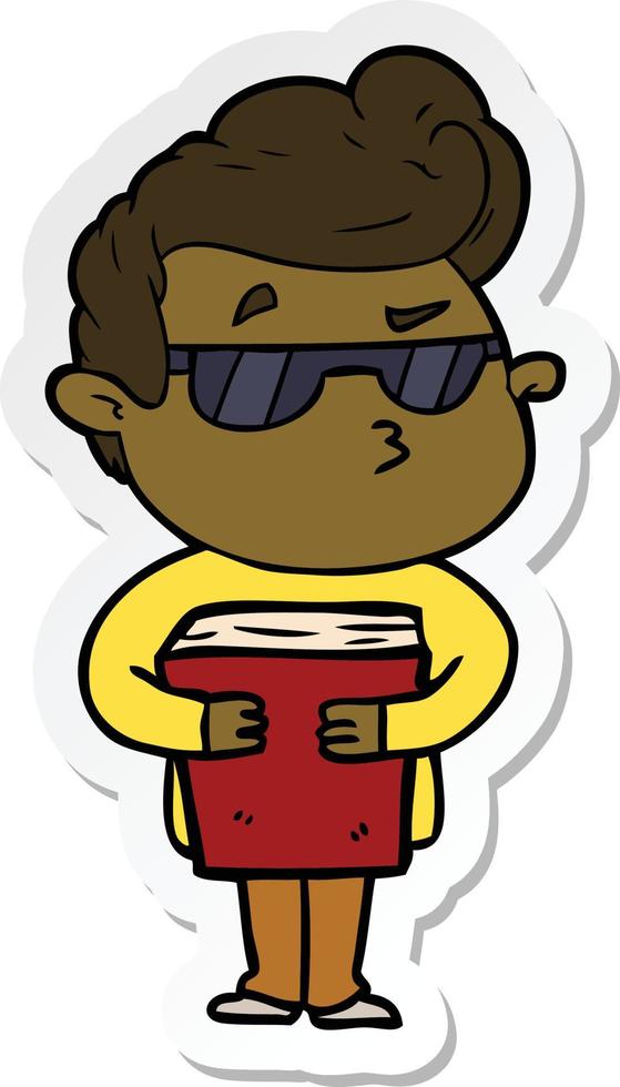 sticker of a cartoon cool guy vector