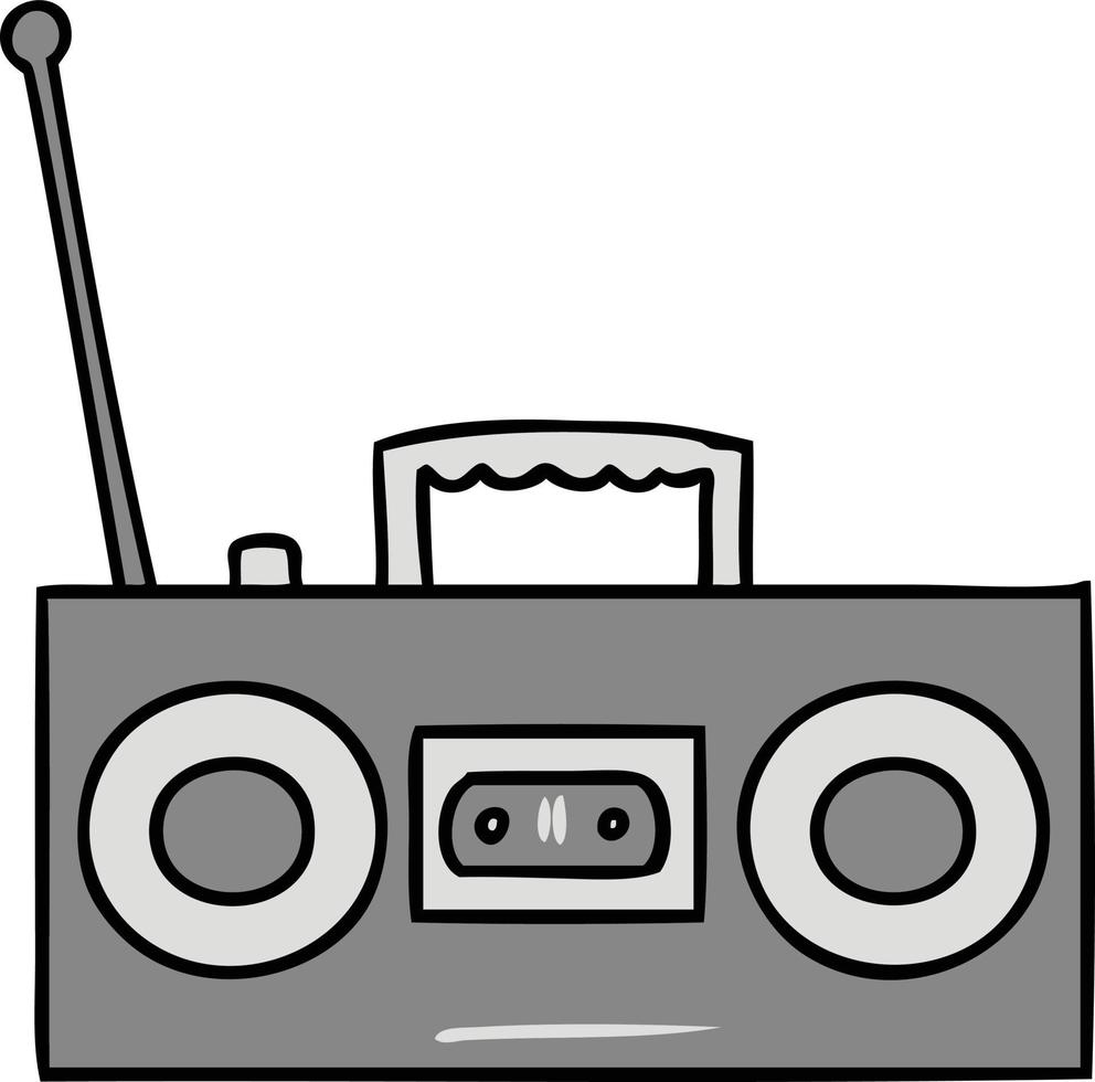 cartoon doodle of a retro cassette player vector