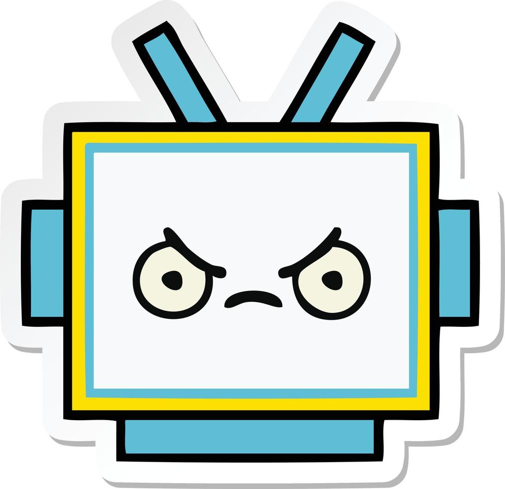 sticker of a cute cartoon robot head vector