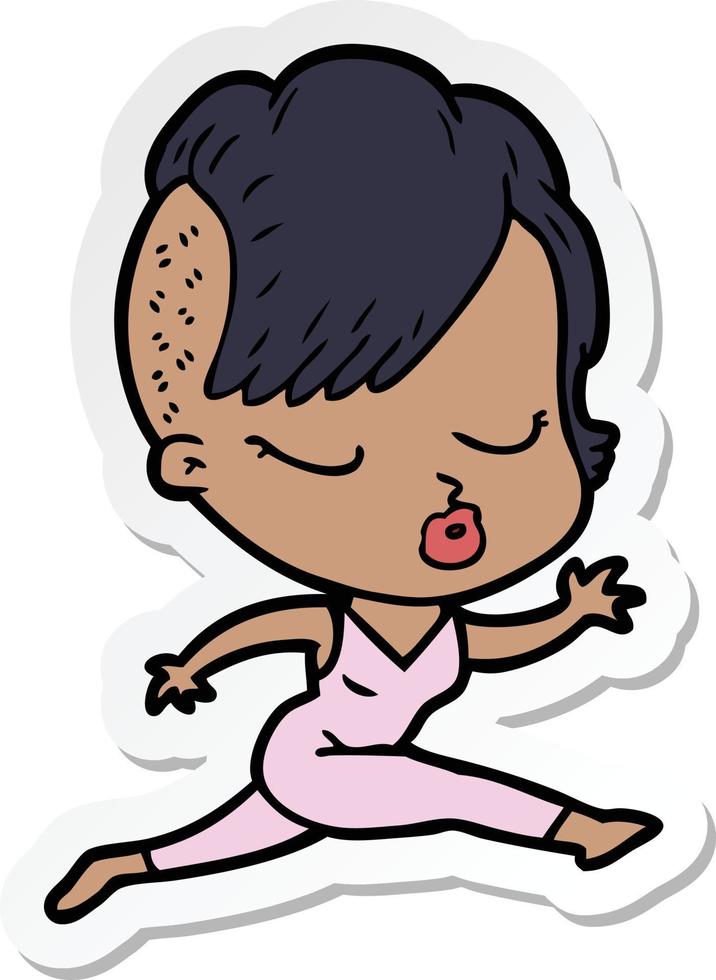 sticker of a cartoon pretty hipster girl vector