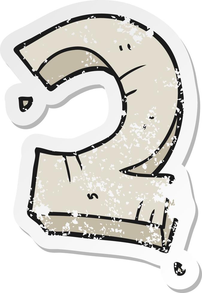 retro distressed sticker of a cartoon stone number two vector