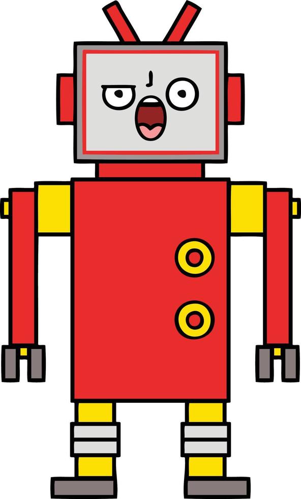 cute cartoon angry robot vector