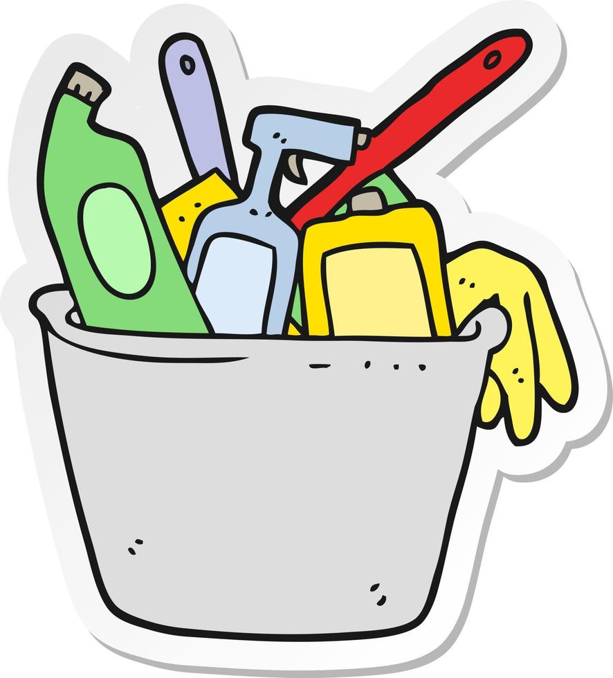 sticker of a cleaning products cartoon vector