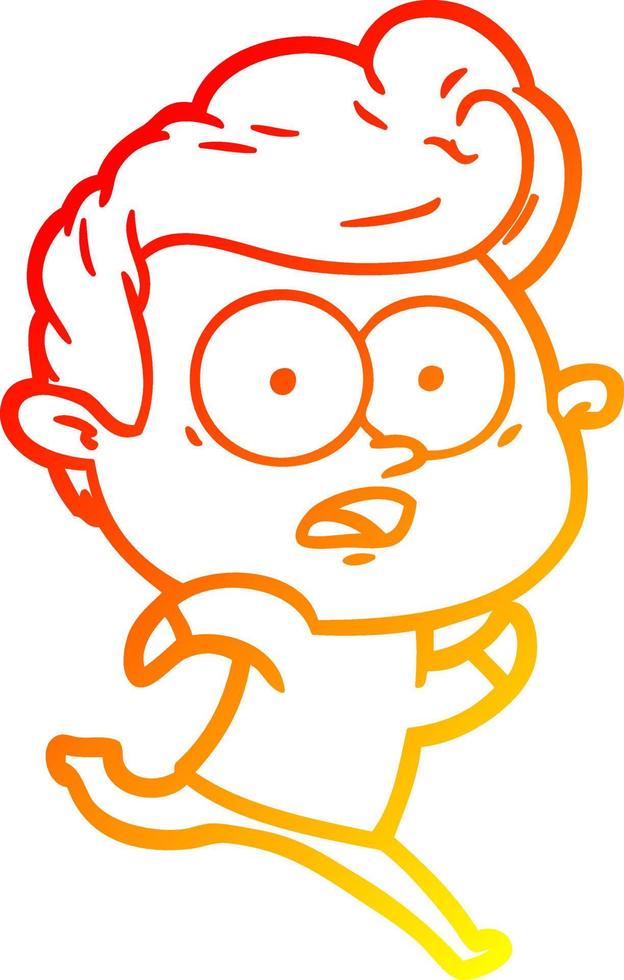 warm gradient line drawing cartoon staring man vector