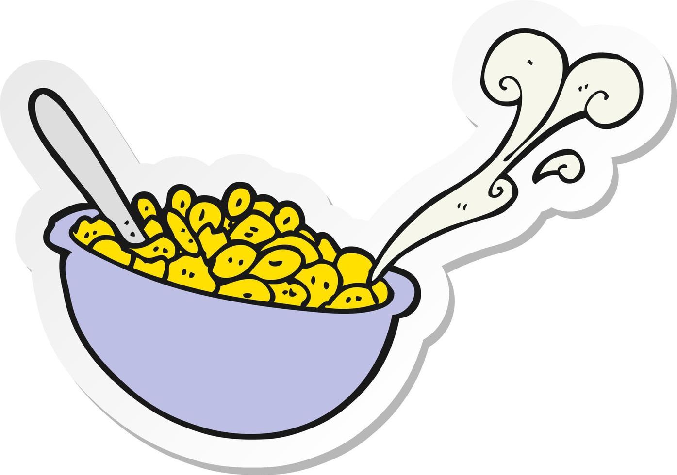 sticker of a cartoon bowl of cereal vector