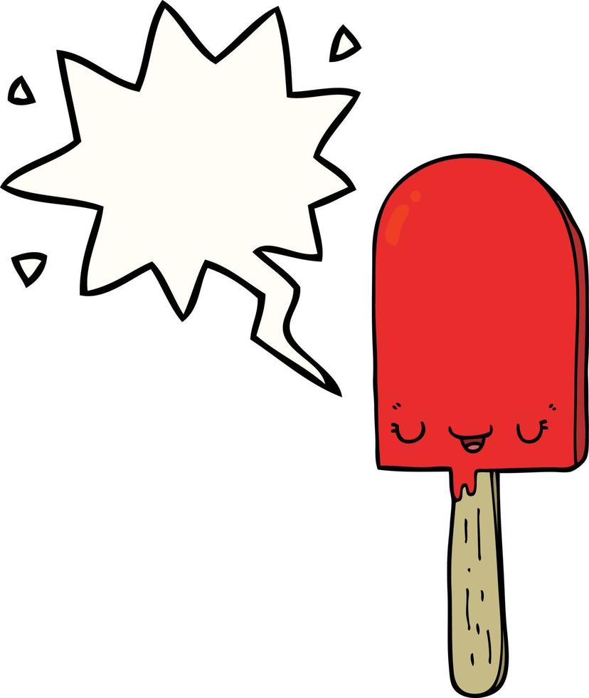 cartoon ice lolly and speech bubble vector