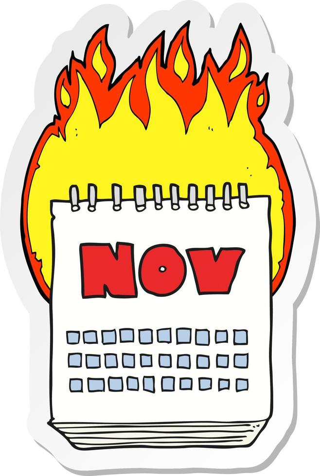 sticker of a cartoon calendar showing month of November vector