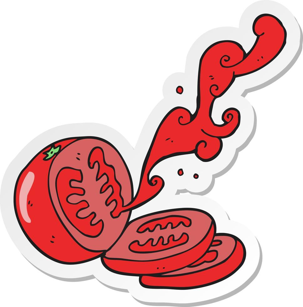 sticker of a cartoon sliced tomato vector
