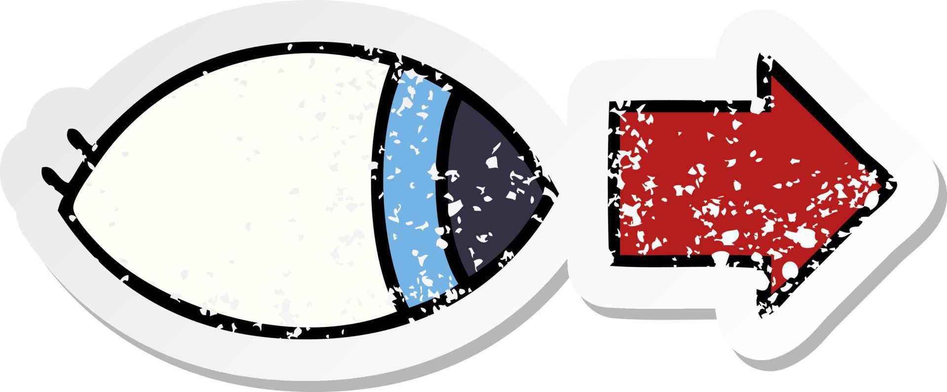 distressed sticker of a cute cartoon eye looking to one side 10684422 Vector Art at Vecteezy