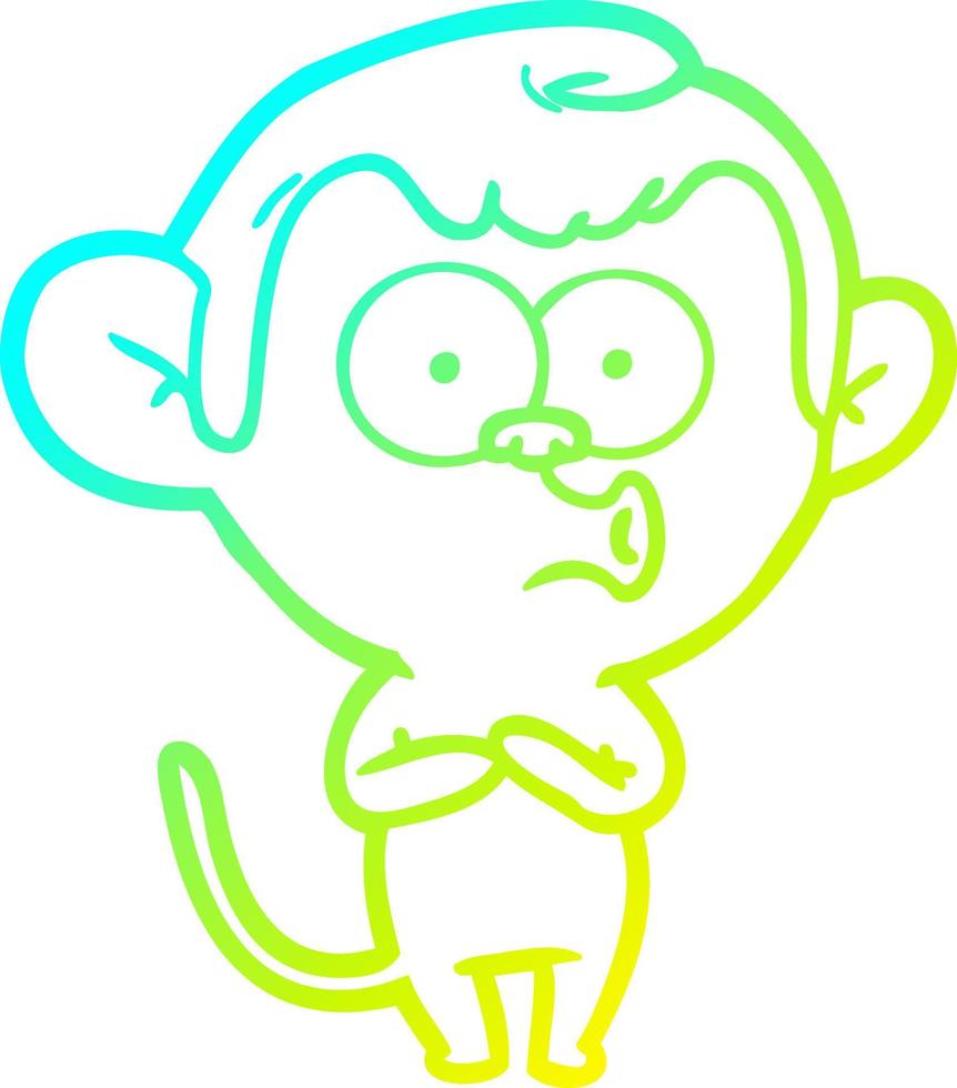 cold gradient line drawing cartoon hooting monkey vector