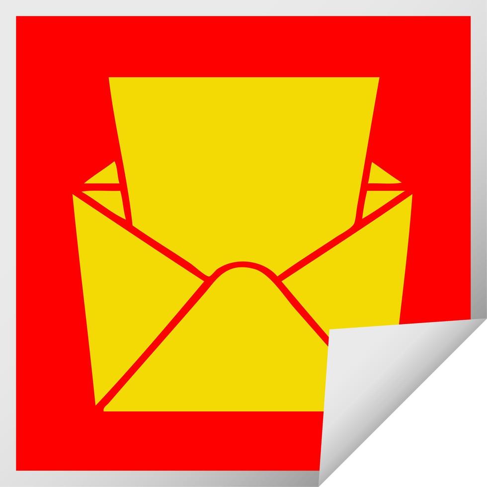 quirky square peeling sticker cartoon letter and envelope vector