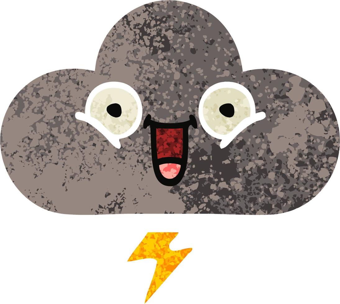 retro illustration style cartoon storm cloud vector