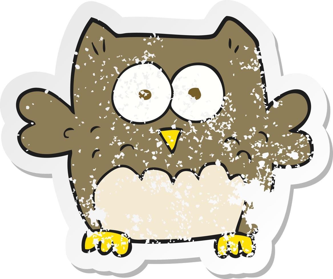 retro distressed sticker of a cartoon owl vector