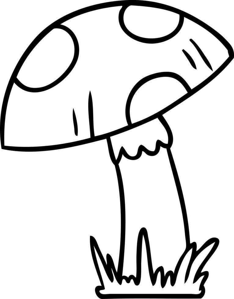 line drawing doodle of a toad stool vector