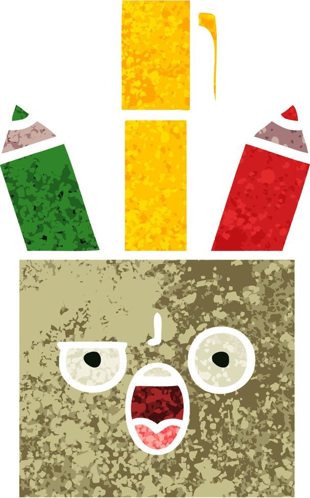retro illustration style cartoon pencil pot vector