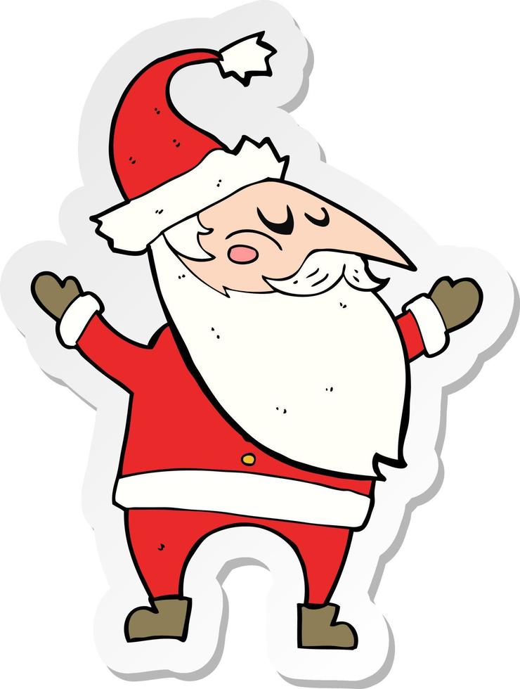 sticker of a cartoon santa claus vector