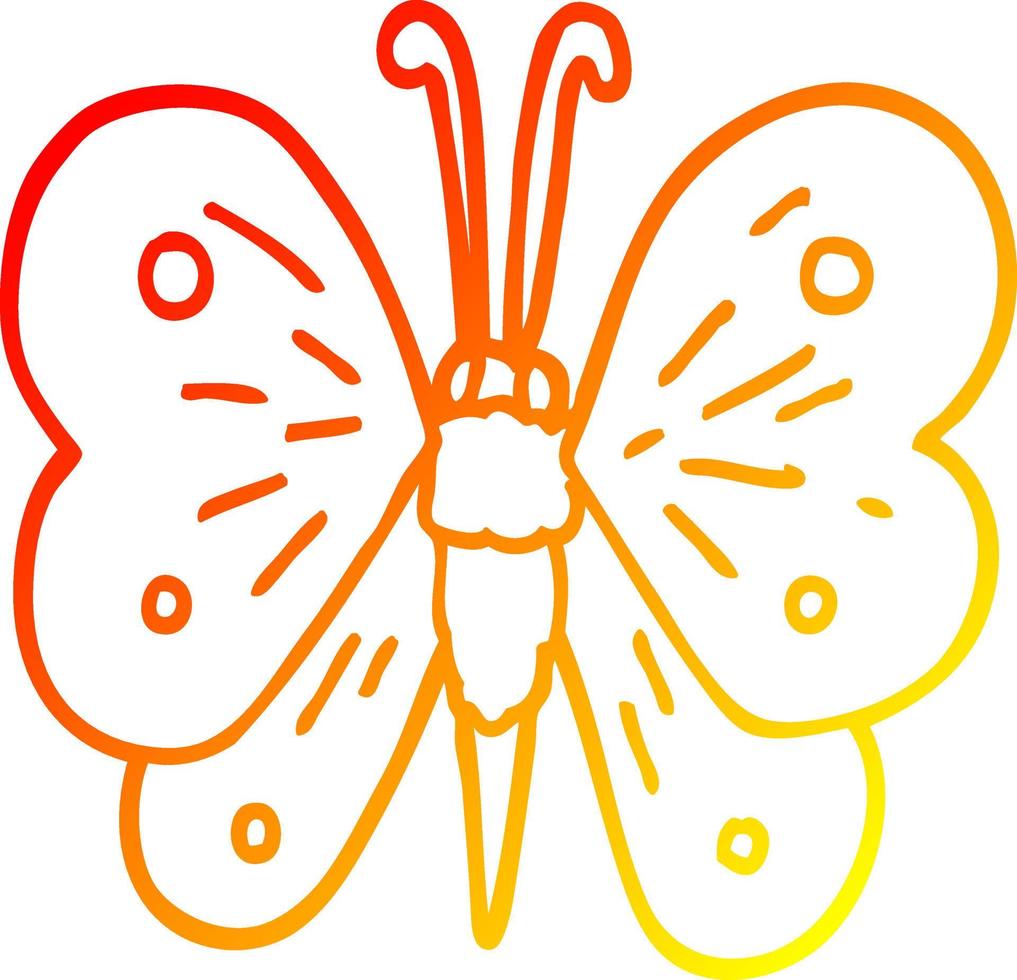 warm gradient line drawing cartoon butterfly vector