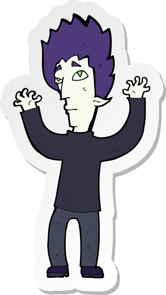 sticker of a cartoon vampire giving up vector