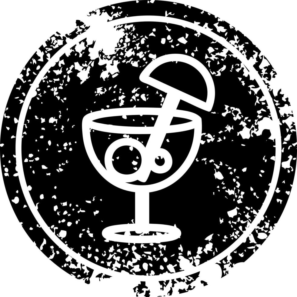 cocktail with umbrella distressed icon vector