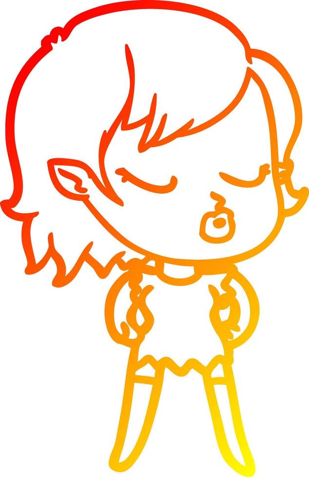 warm gradient line drawing cute cartoon vampire girl vector