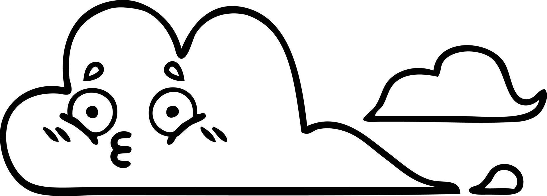line drawing cartoon white cloud vector