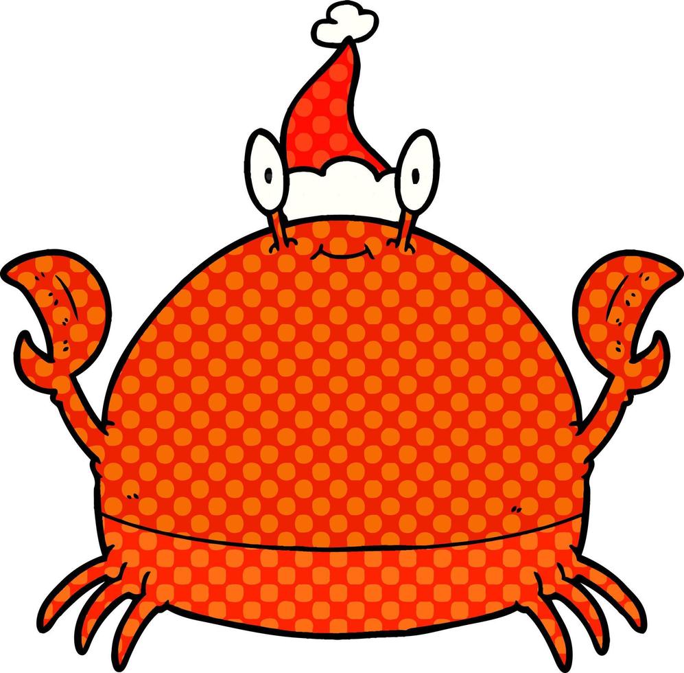 comic book style illustration of a crab wearing santa hat 10684742