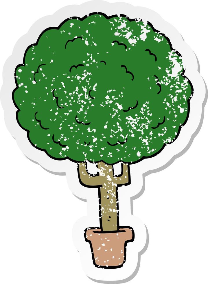 distressed sticker of a cartoon tree vector