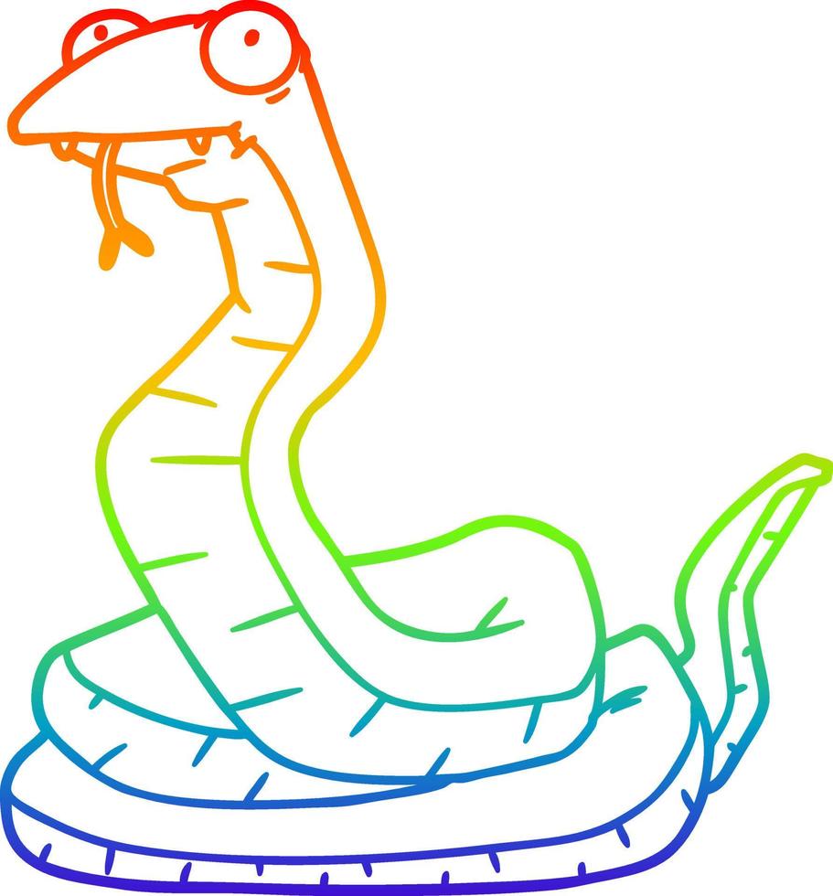 rainbow gradient line drawing cartoon snake vector