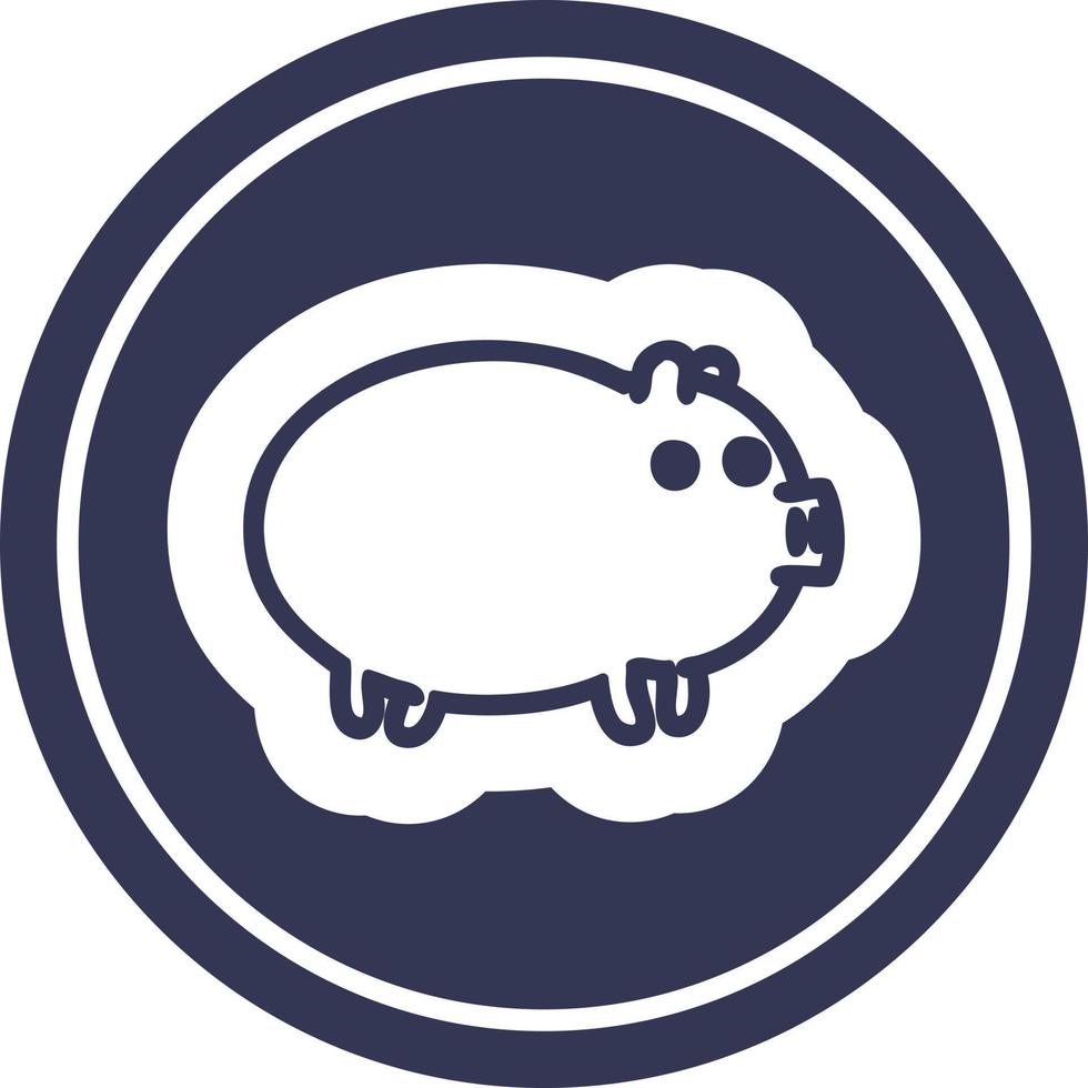 fat pig circular icon vector