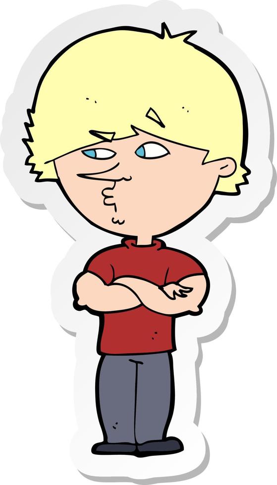 sticker of a cartoon suspicious man vector